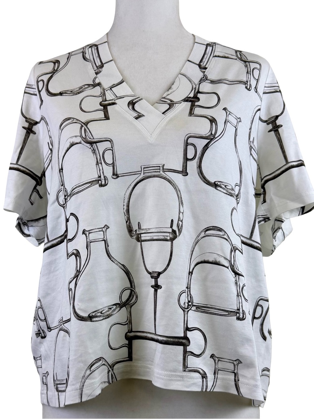 HERMES PROJETS CARRES MICRO T-SHIRT IN EQUESTRIAN PRINT